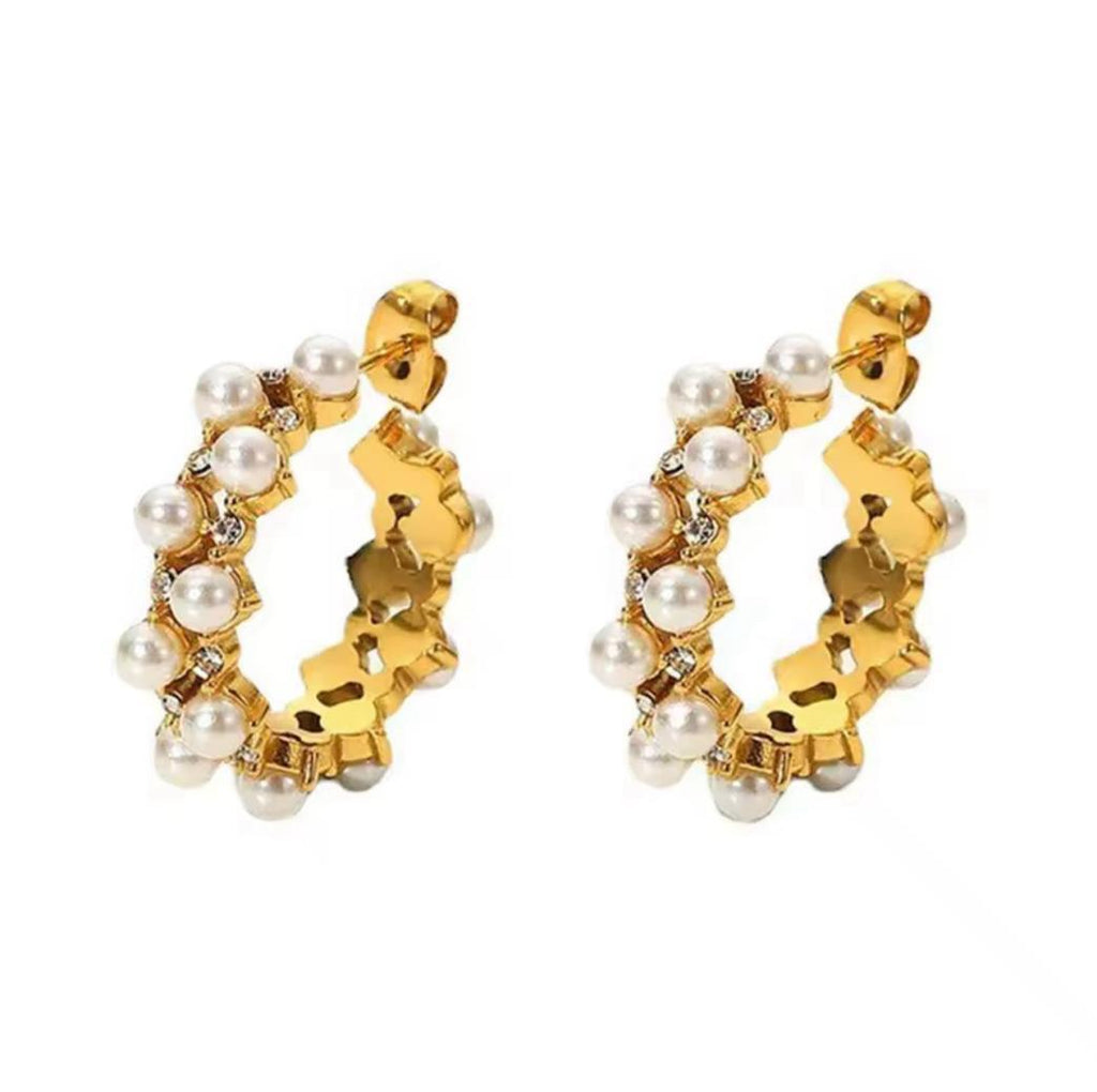 Pearl Zircon Hoops
